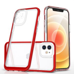 Aizmugurējais vāciņš Hurtel - Clear 3in1 case for iPhone 12 frame gel cover red 