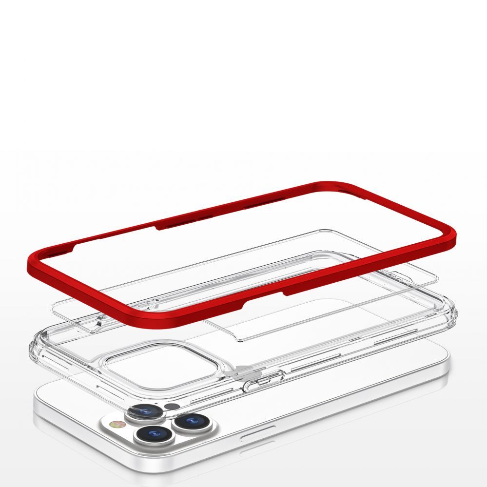 Back panel cover Hurtel Clear 3in1 case for iPhone 13 Pro frame cover gel red
