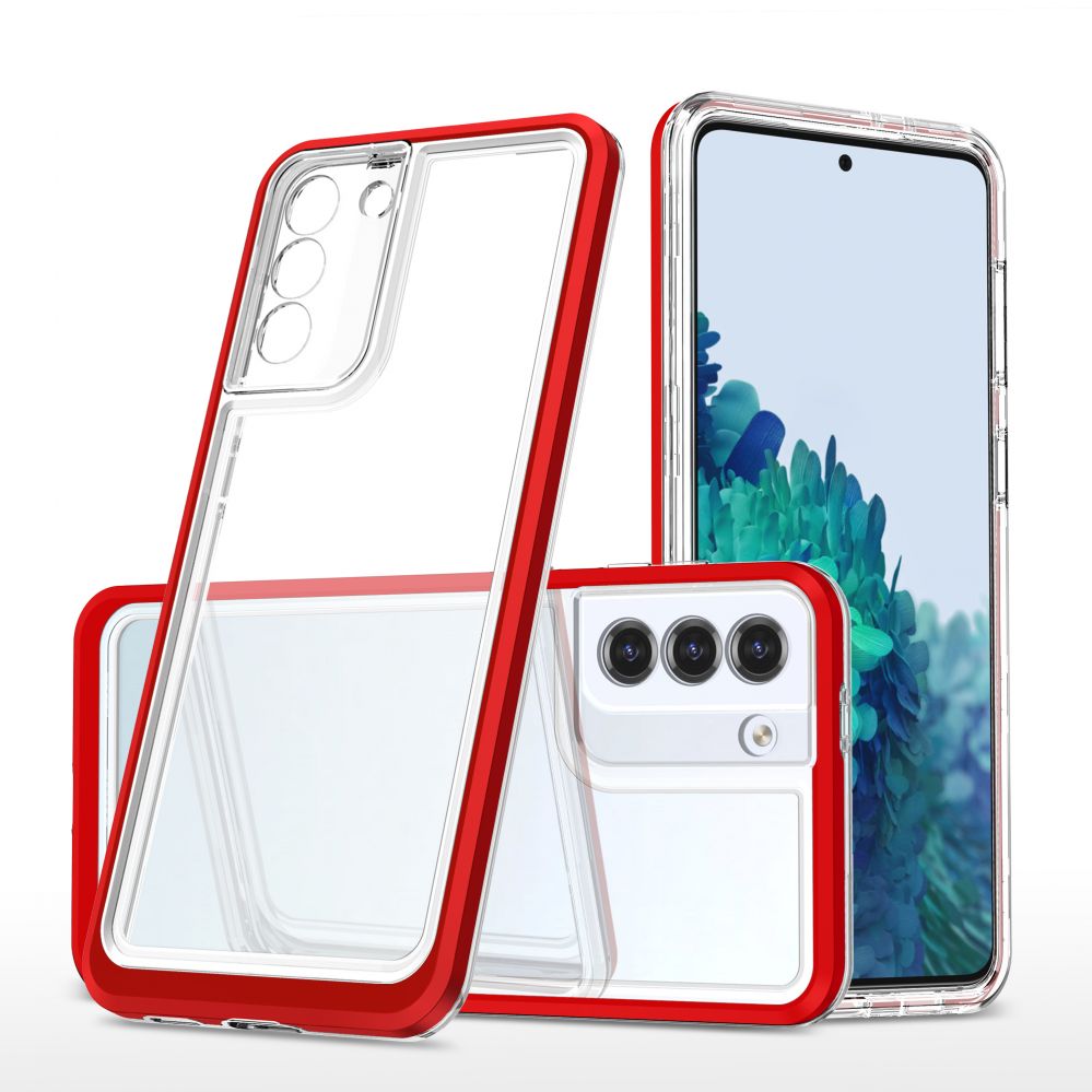 Back panel cover Hurtel Clear 3in1 case for Samsung Galaxy S22 + (S22 Plus) frame gel cover red
