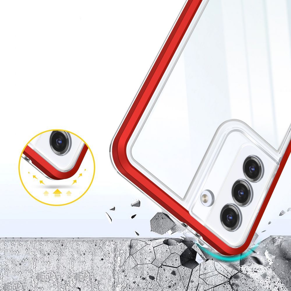Back panel cover Hurtel Clear 3in1 case for Samsung Galaxy S22 + (S22 Plus) frame gel cover red