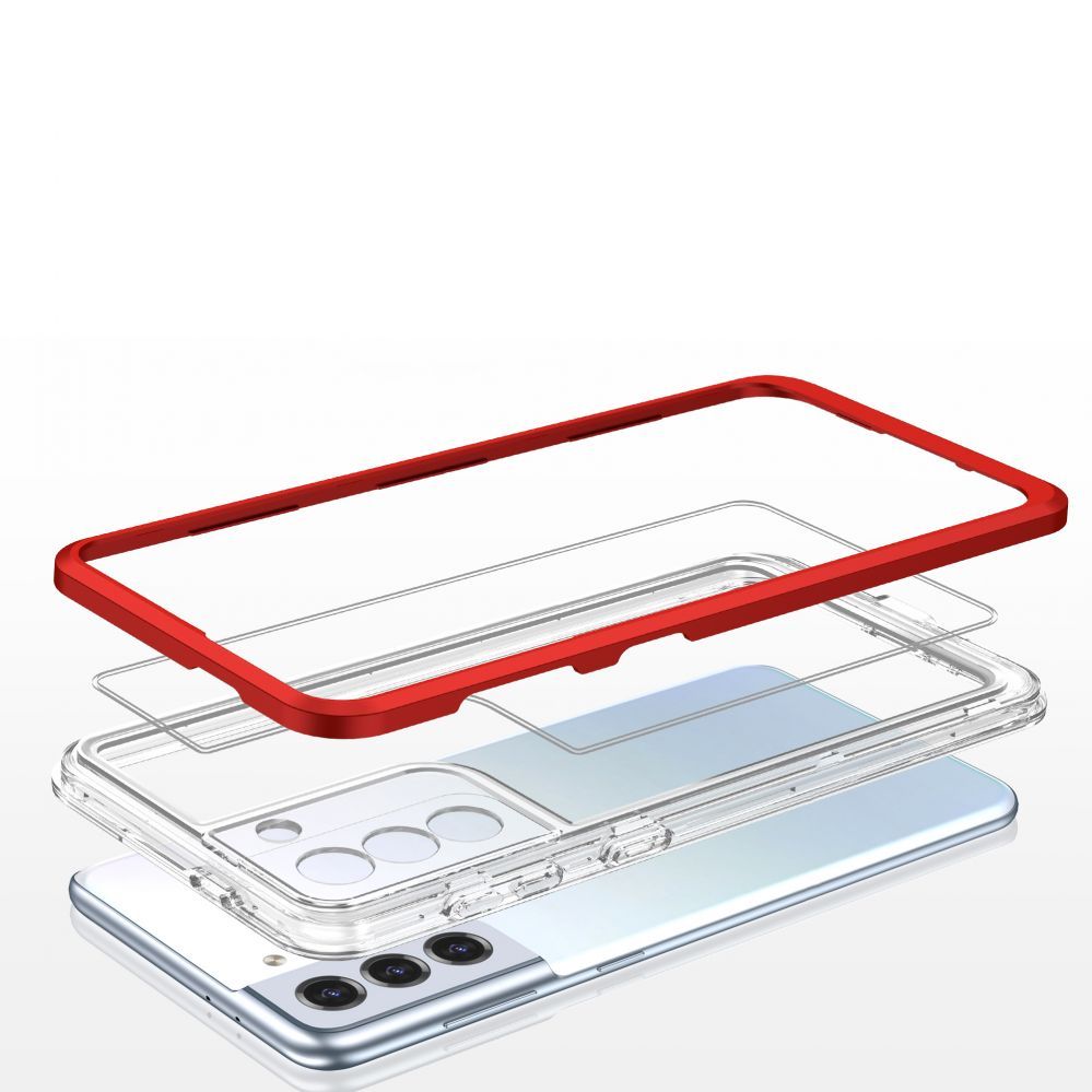 Back panel cover Hurtel Clear 3in1 case for Samsung Galaxy S22 + (S22 Plus) frame gel cover red