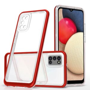 Aizmugurējais vāciņš Hurtel  Clear 3in1 case for Samsung Galaxy A03s (166) frame gel cover red 