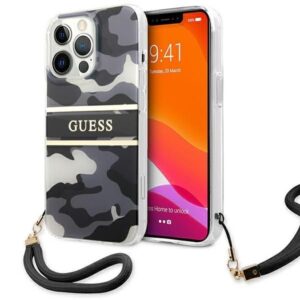 Aizmugurējais vāciņš Guess  Guess GUHCP13LKCABBK iPhone 13 Pro / 13 6.1" black/black hardcase Camo Strap Collection 