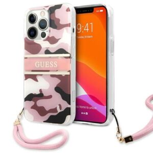 Aizmugurējais vāciņš Guess  Guess GUHCP13LKCABPI iPhone 13 Pro / 13 6.1" pink/pink hardcase Camo Strap Collection 