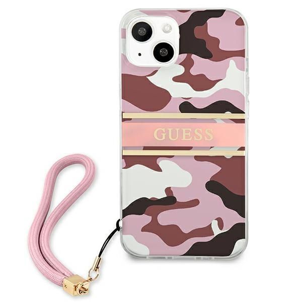 Aizmugurējais vāciņš Guess Guess GUHCP13SKCABPI iPhone 13 mini 5.4" pink/pink hardcase Camo Strap Collection