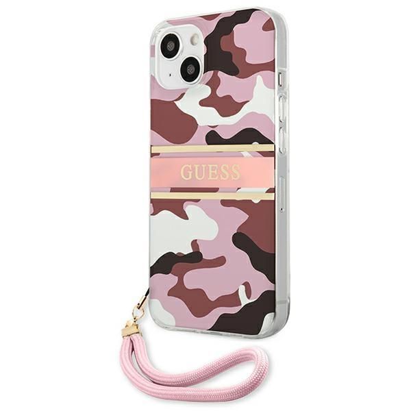 Aizmugurējais vāciņš Guess Guess GUHCP13SKCABPI iPhone 13 mini 5.4" pink/pink hardcase Camo Strap Collection