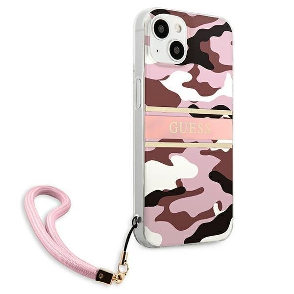 Aizmugurējais vāciņš Guess Guess GUHCP13SKCABPI iPhone 13 mini 5.4" pink/pink hardcase Camo Strap Collection