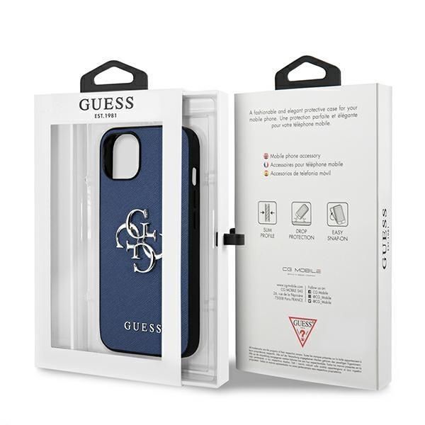 Back panel cover Guess Guess GUHCP13SSA4GSBL iPhone 13 mini 5.4" blue/blue hardcase Saffiano 4G Metal Logo