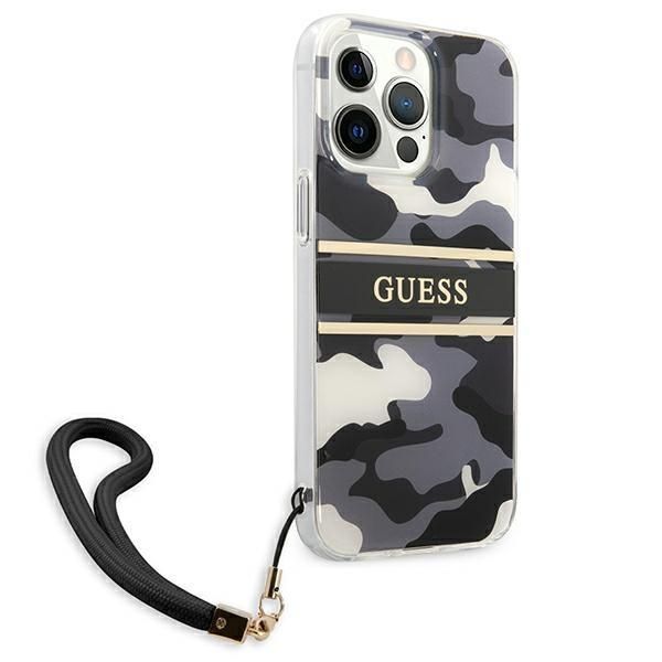 Aizmugurējais vāciņš Guess Guess GUHCP13XKCABBK iPhone 13 Pro Max 6.7" black/black hardcase Camo Strap Collection