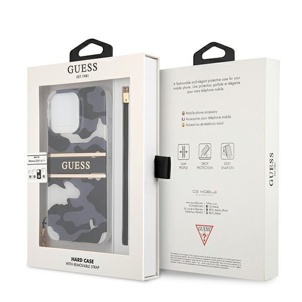 Aizmugurējais vāciņš Guess Guess GUHCP13XKCABBK iPhone 13 Pro Max 6.7" black/black hardcase Camo Strap Collection
