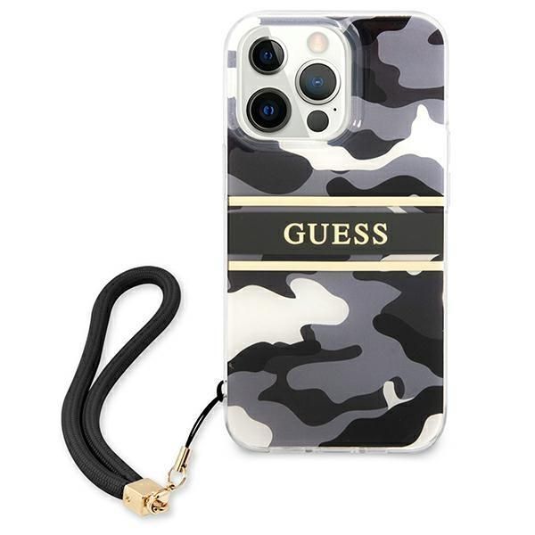 Aizmugurējais vāciņš Guess Guess GUHCP13XKCABBK iPhone 13 Pro Max 6.7" black/black hardcase Camo Strap Collection