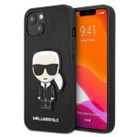 Aizmugurējais vāciņš Karl Lagerfeld  Karl Lagerfeld KLHCP13SOKPK iPhone 13 mini 5,4" czarny/black hardcase Saffiano Ikonik Karl`s Patch 