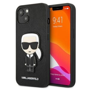 Aizmugurējais vāciņš Karl Lagerfeld  Karl Lagerfeld KLHCP13SOKPK iPhone 13 mini 5,4" czarny/black hardcase Saffiano Ikonik Karl`s Patch 