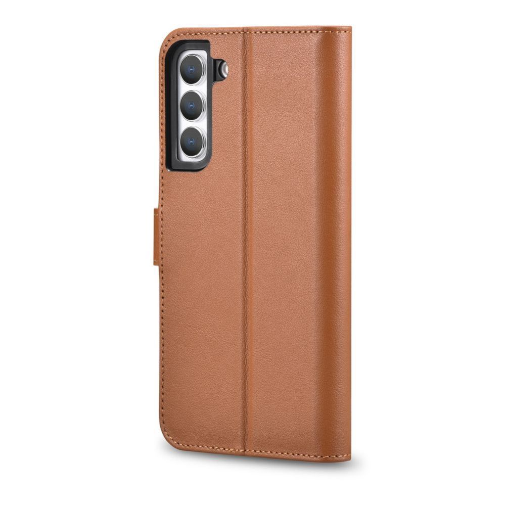 Tagakaaned iCarer iCarer Haitang Leather Wallet Case Leather Case for Samsung Galaxy S22 + (S22 Plus) Wallet Housing Cover Brown (AKSM05BN)