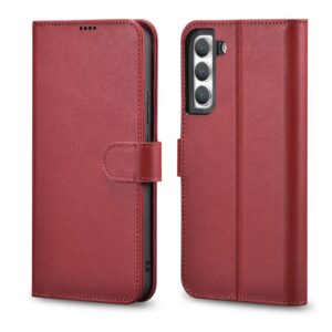 Aizmugurējais vāciņš iCarer  iCarer Haitang Leather Wallet Case Leather Case for Samsung Galaxy S22 + (S22 Plus) Wallet Housing Cover Red (AKSM05RD) 