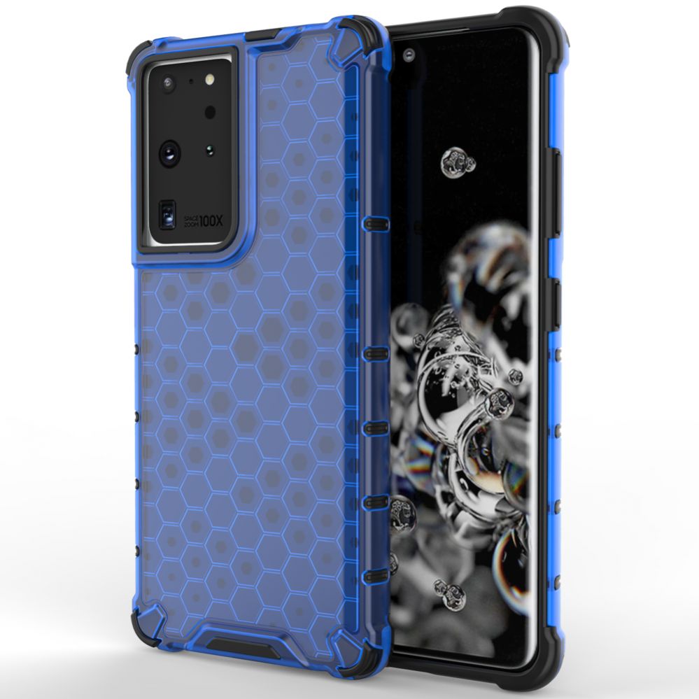 Aizmugurējais vāciņš Hurtel Honeycomb case armored cover with a gel frame for Samsung Galaxy S22 Ultra blue