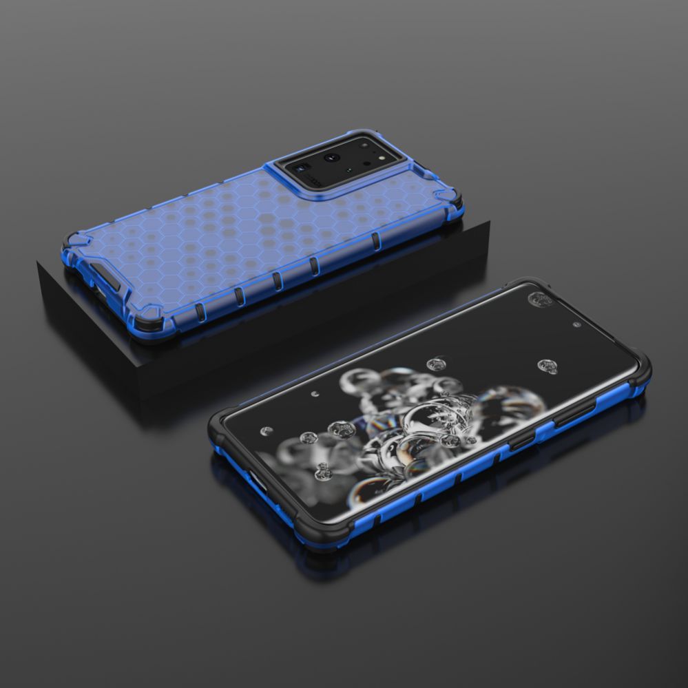 Aizmugurējais vāciņš Hurtel Honeycomb case armored cover with a gel frame for Samsung Galaxy S22 Ultra blue