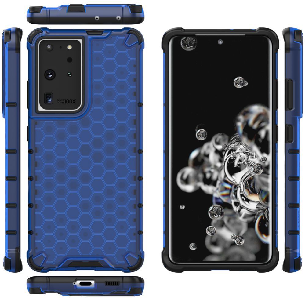 Aizmugurējais vāciņš Hurtel Honeycomb case armored cover with a gel frame for Samsung Galaxy S22 Ultra blue