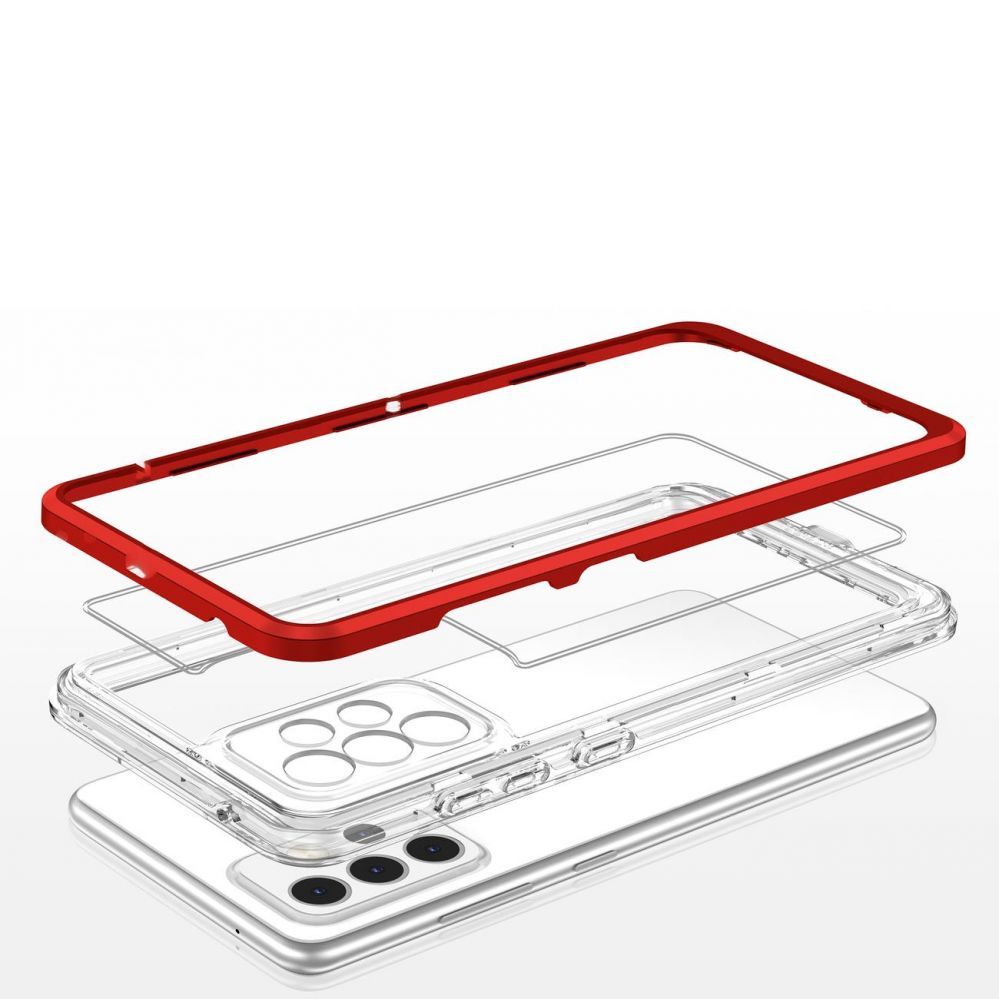 Back panel cover Hurtel Clear 3in1 Case for Samsung Galaxy A73 Frame Cover Gel Red