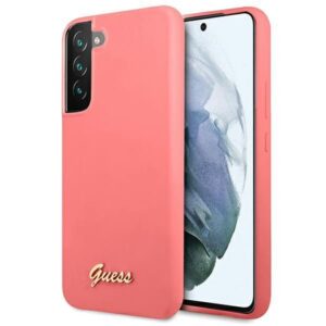 Nugarėlės dėklai Guess  Guess GUHCS22MLSLMGFU S22+ S906 fuchsia/fuchsia hardcase Silicone Script Metal Logo