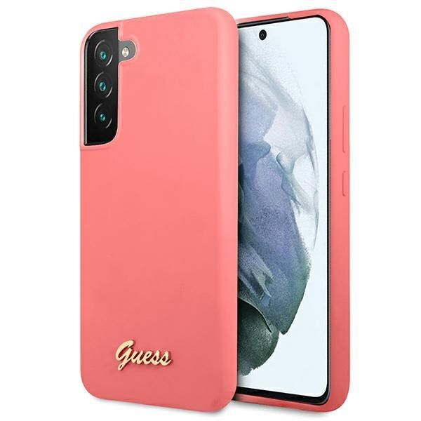 Tagakaaned Guess Guess GUHCS22MLSLMGFU S22+ S906 fuchsia/fuchsia hardcase Silicone Script Metal Logo