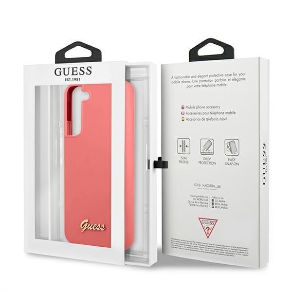 Tagakaaned Guess Guess GUHCS22MLSLMGFU S22+ S906 fuchsia/fuchsia hardcase Silicone Script Metal Logo