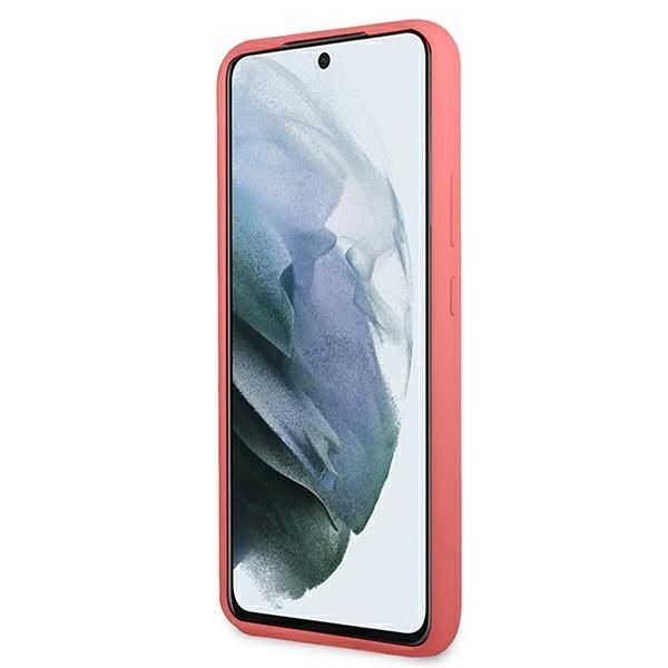 Tagakaaned Guess Guess GUHCS22MLSLMGFU S22+ S906 fuchsia/fuchsia hardcase Silicone Script Metal Logo