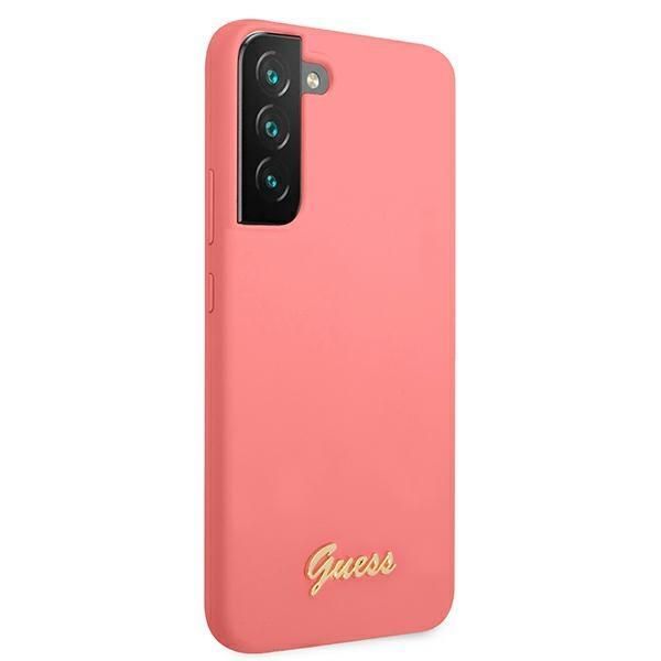 Tagakaaned Guess Guess GUHCS22MLSLMGFU S22+ S906 fuchsia/fuchsia hardcase Silicone Script Metal Logo