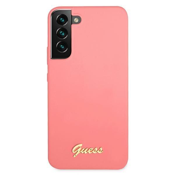 Tagakaaned Guess Guess GUHCS22MLSLMGFU S22+ S906 fuchsia/fuchsia hardcase Silicone Script Metal Logo