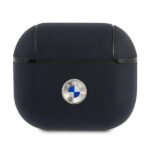 Back panel cover BMW  BMW BMA3SSLNA AirPods 3 cover granatowy/navy Geniune Leather Silver Logo 