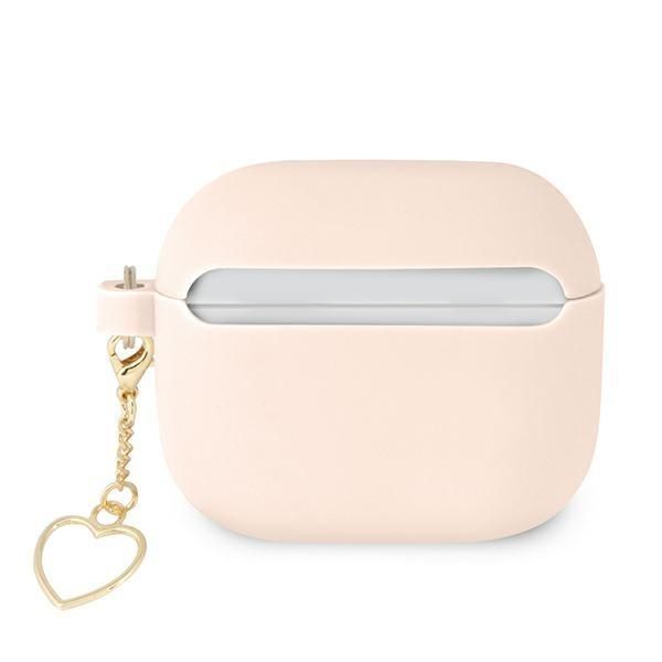Back panel cover Guess Guess GUA3LSCHSP AirPods 3 cover pink/pink Silicone Charm Heart Collection