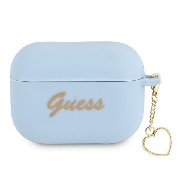 Aizmugurējais vāciņš Guess Guess GUAPLSCHSB AirPods Pro cover blue/blue Silicone Charm Heart Collection