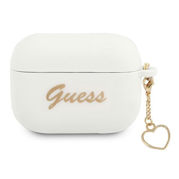 Back panel cover Guess Guess GUAPLSCHSH AirPods Pro cover white/white Silicone Charm Heart Collection