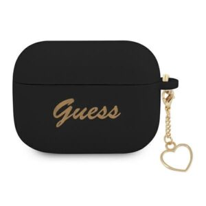Aizmugurējais vāciņš Guess  Guess GUAPLSCHSK AirPods Pro cover black/black Silicone Charm Heart Collection