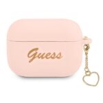 Aizmugurējais vāciņš Guess  Guess GUAPLSCHSP AirPods Pro cover pink/pink Silicone Charm Heart Collection