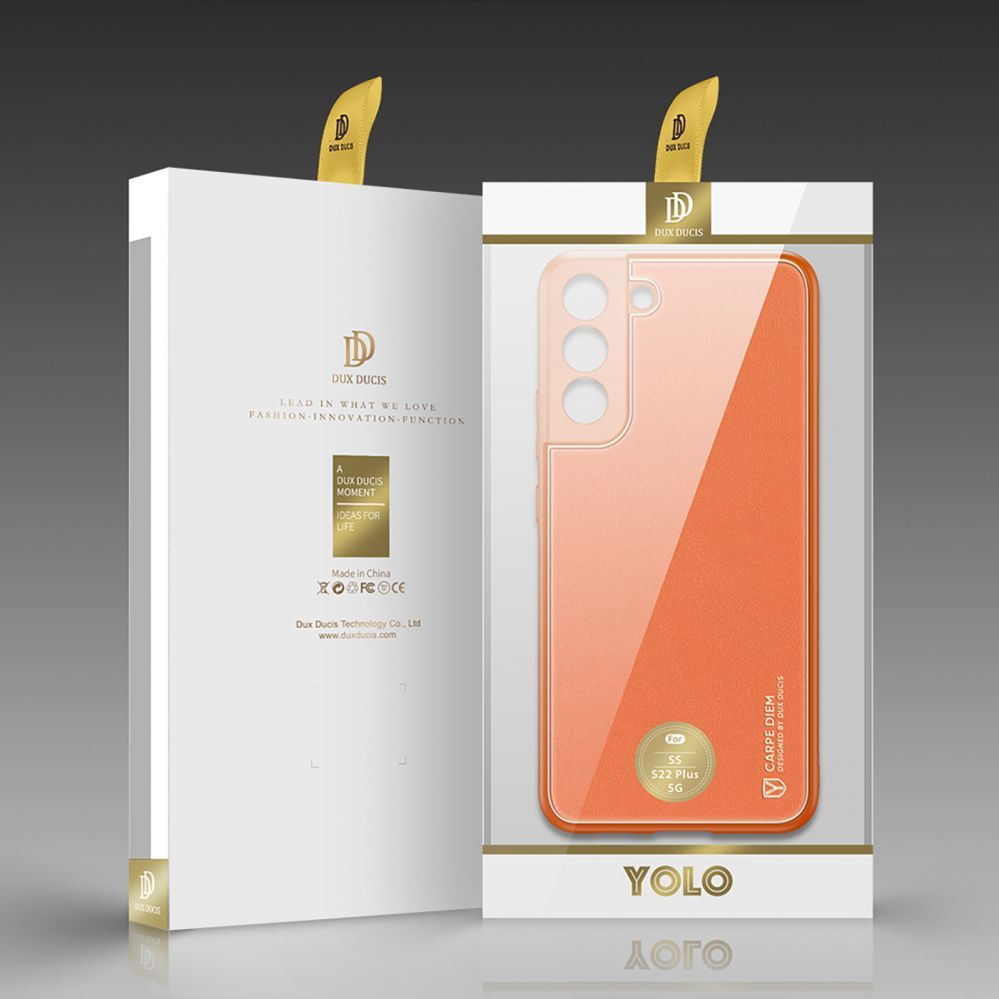 Tagakaaned Dux Ducis Dux Ducis Yolo elegant cover made of ecological leather for Samsung Galaxy S22 + (S22 Plus) orange