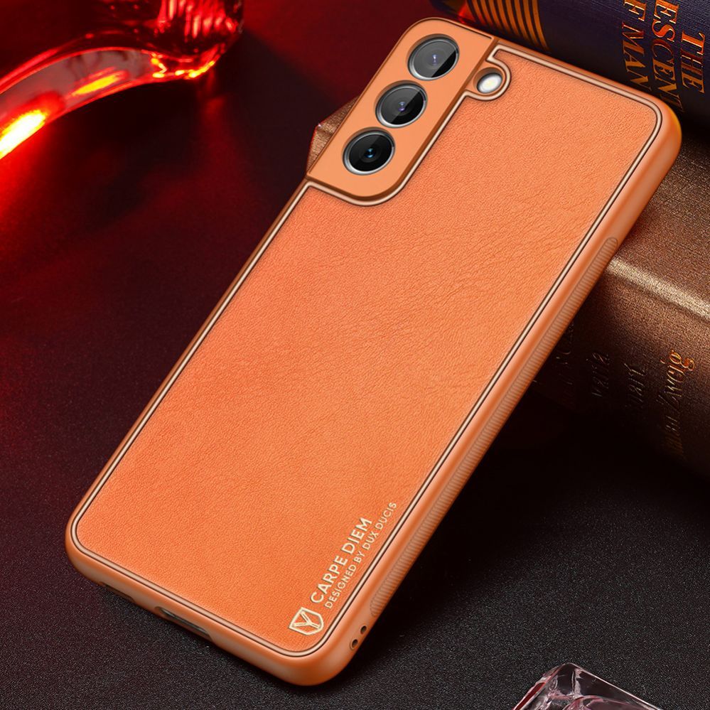 Tagakaaned Dux Ducis Dux Ducis Yolo elegant cover made of ecological leather for Samsung Galaxy S22 + (S22 Plus) orange