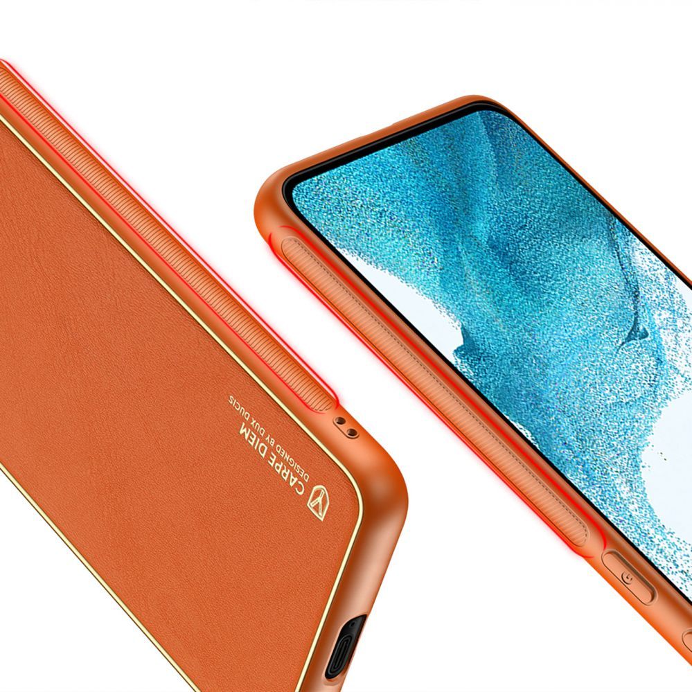 Tagakaaned Dux Ducis Dux Ducis Yolo elegant cover made of ecological leather for Samsung Galaxy S22 + (S22 Plus) orange