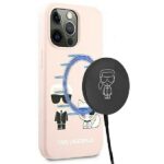 Aizmugurējais vāciņš Karl Lagerfeld  Karl Lagerfeld Silicone Ikonik Karl&Choupette MagSafe Case for iPhone 13 Pro Max - Light Pink 