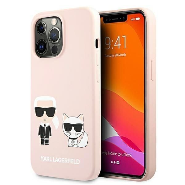Aizmugurējais vāciņš Karl Lagerfeld Karl Lagerfeld KLHMP13XSSKCI iPhone 13 Pro Max 6,7" hardcase jasnoróżowy/light pink Silicone Ikonik Karl & Choupette Magsafe