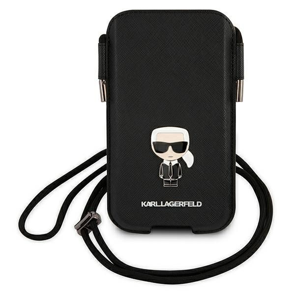 Tagakaaned Karl Lagerfeld Karl Lagerfeld Torebka KLHCP12LOPHKMK 6,7" czarny/black hardcase Saffiano Ikonik Karl's