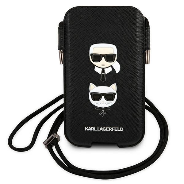 Nugarėlės dėklai Karl Lagerfeld Karl Lagerfeld Torebka KLHCP12MOPHKCK 6,1" czarny/black hardcase Saffiano Ikonik Karl&Choupette Head
