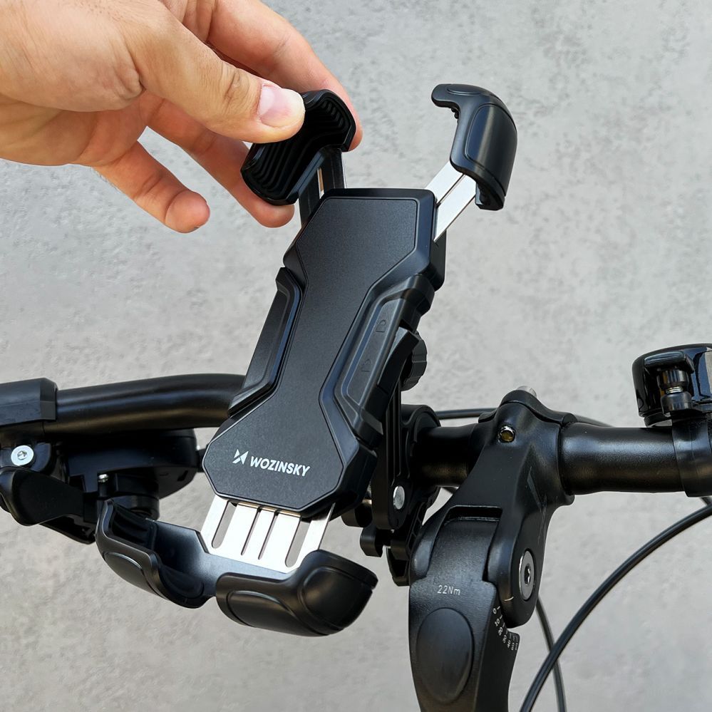 Auto holder Wozinsky Wozinsky strong phone holder for the handlebar of a bicycle, motorcycle, scooters black (WBHBK6)