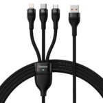 Kabelis Baseus  Baseus Flash Series II cable USB - USB Type C / Lightning / micro USB 100 W 1.2 m black (CASS030001) 