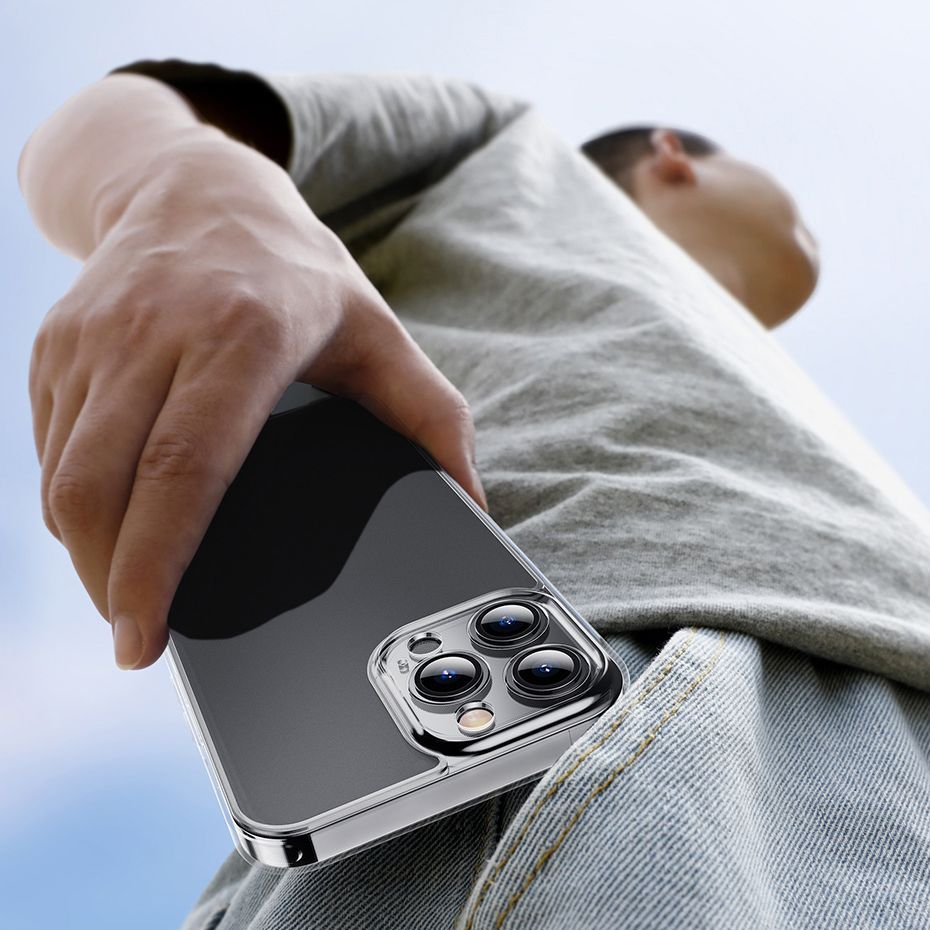 Tagakaaned Baseus Baseus Frosted Glass Case Cover for iPhone 13 Pro Max Hard Cover with Gel Frame black (ARWS001101)