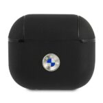 Aizmugurējais vāciņš BMW  BMW BMA3SSLBK AirPods 3 cover czarny/black Geniune Leather Silver Logo 