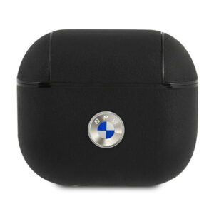 Aizmugurējais vāciņš BMW  BMW BMA3SSLBK AirPods 3 cover czarny/black Geniune Leather Silver Logo 