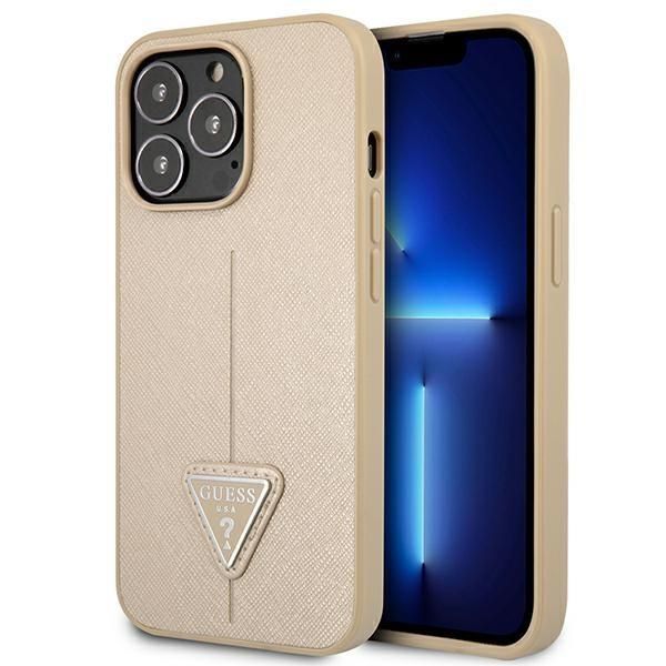 Nugarėlės dėklai Guess Guess GUHCP13LPSATLE iPhone 13 Pro / 13 6.1" beige/beige hardcase SaffianoTriangle Logo