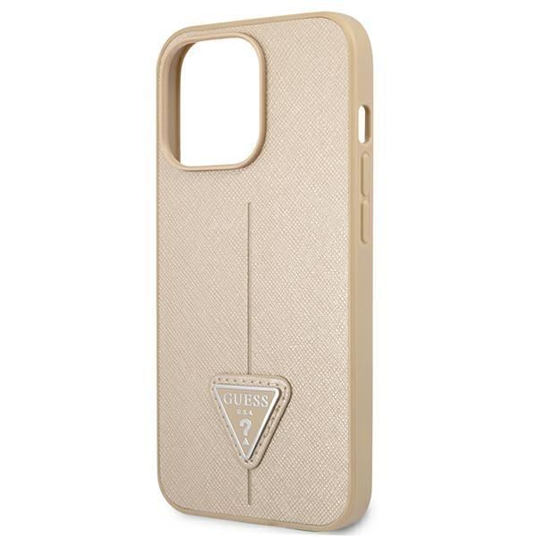 Nugarėlės dėklai Guess Guess GUHCP13LPSATLE iPhone 13 Pro / 13 6.1" beige/beige hardcase SaffianoTriangle Logo