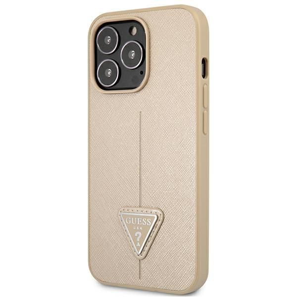 Nugarėlės dėklai Guess Guess GUHCP13LPSATLE iPhone 13 Pro / 13 6.1" beige/beige hardcase SaffianoTriangle Logo
